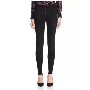Alice Olivia Front Zip Suede Skinny Pants Size 8